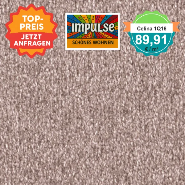 Teppich-Ausschnitt Vorwerk Celina 1Q16 fraise mit Preisschild 89,91 €/m²